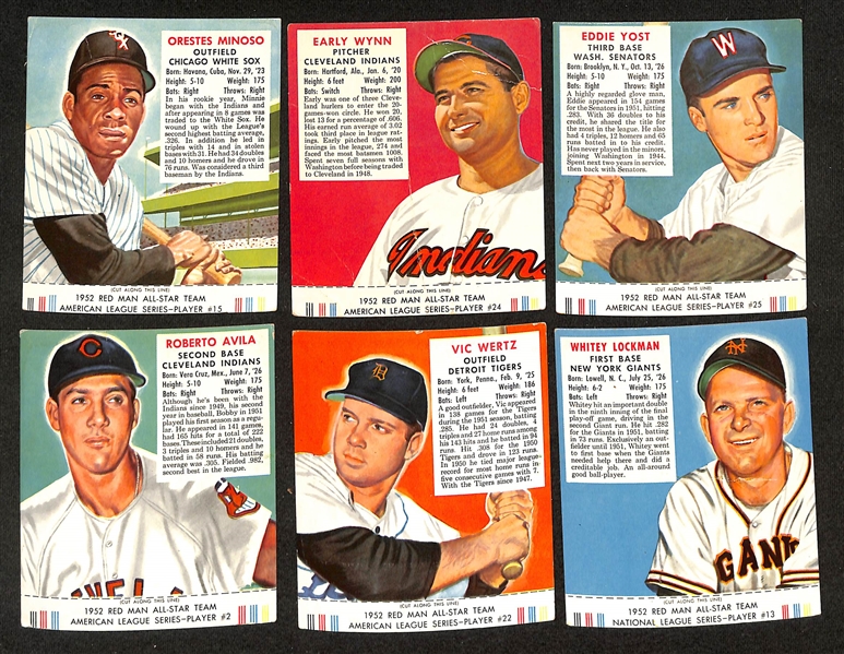 Lot of (23) Different 1952 Red Man Tobacco Cards with Tabs w. Duke Snider